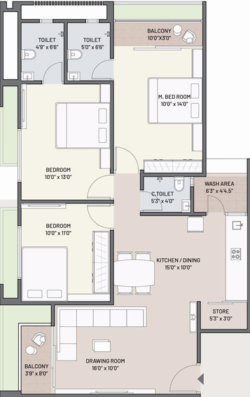 3 BHK Flat in New Darshan Mansi Empire in South Bopal, Ahmedabad - Image 655204