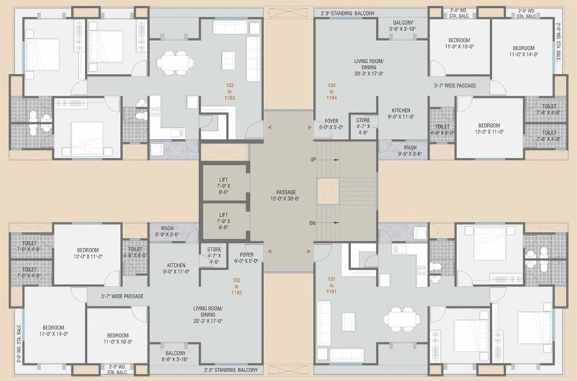 Floor Plan of Navdurga Shyam Vintage in Vemali, Vadodara - Image 89415