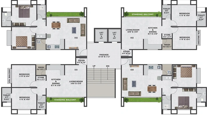 Floor Plan of Green Tulip in Vanakala, Surat - Image 89652
