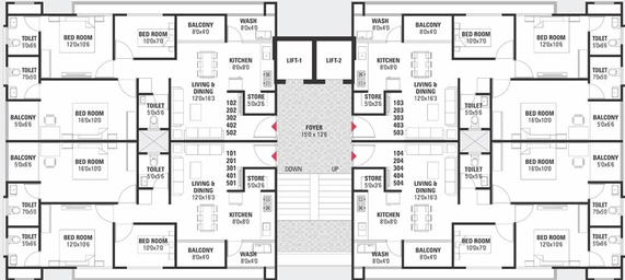 Floor Plan of Hiradhan Kameshwarkunj Flats in Ambawadi, Ahmedabad - Image 90011