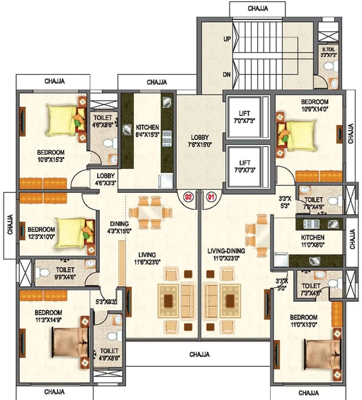 Floor Plan of Fortune Mignas in Agripada, Mumbai - Image 90096