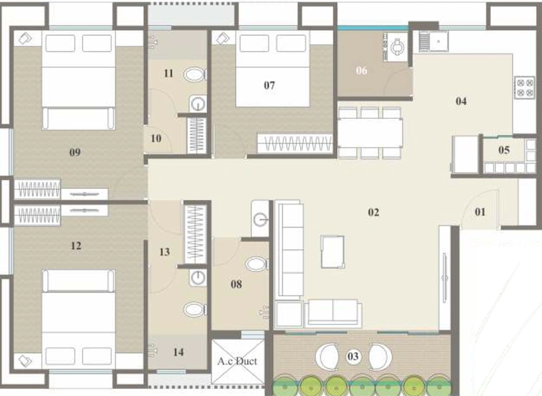 3 BHK Flat in Saral Lotus Whitefield in Bhayli Road, Vadodara - Image 659033