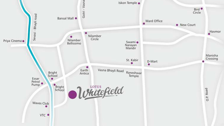 Location of Saral Lotus Whitefield in Bhayli Road, Vadodara - Image 91082