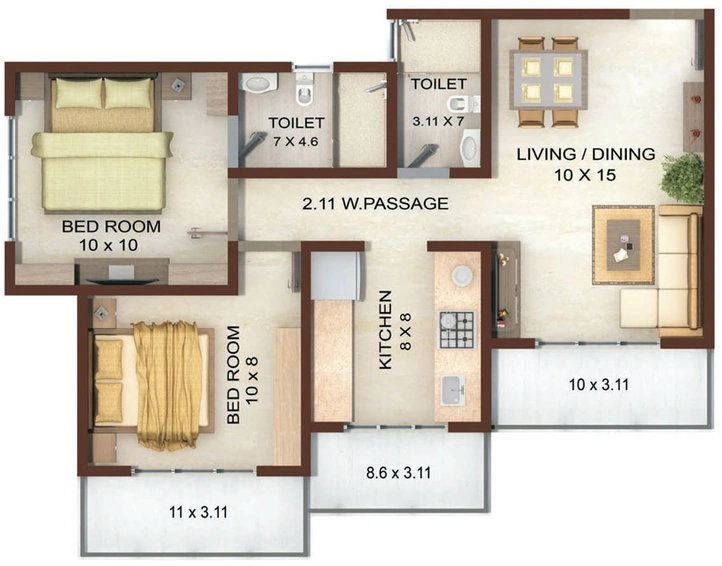 2 BHK Flat in UK Vedic Heights in Kandivali East, Mumbai - Image 658241