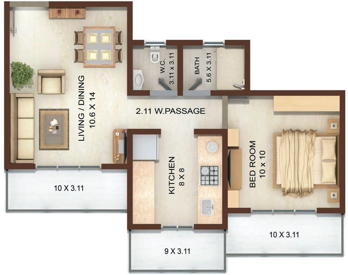 1 BHK Flat in UK Vedic Heights in Kandivali East, Mumbai - Image 658240