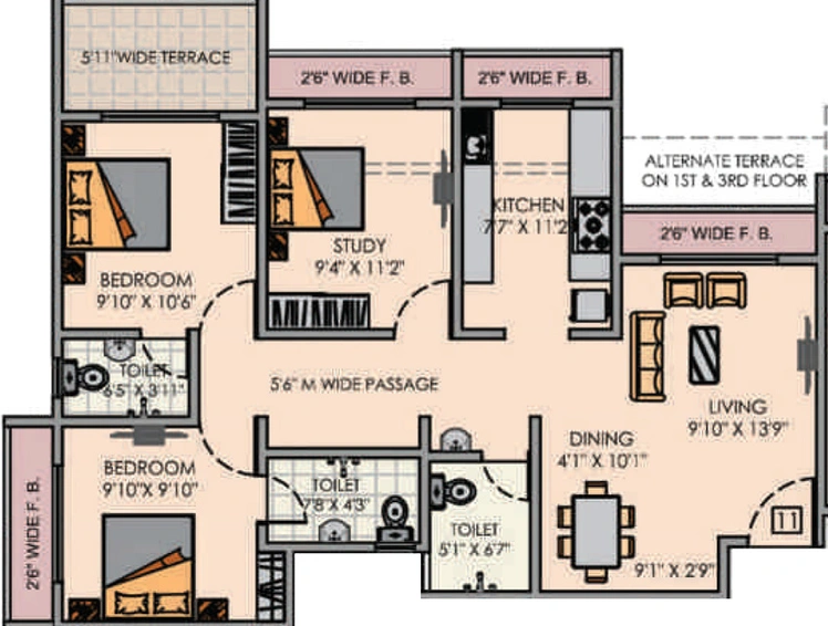 3 BHK Flat in Ushakiran Enclave in Dombivli, Thane - Image 441578