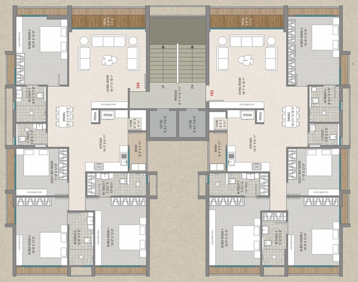 Floor Plan of Avantis Ofira Siesta in Bharthana, Surat - Image 90879