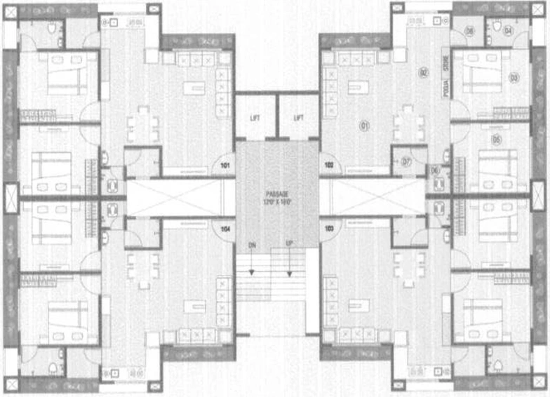 Floor Plan of United Saffron Sky in Singanpor, Surat - Image 90525