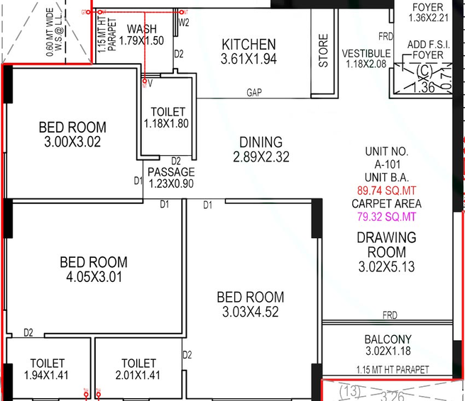 3 BHK Flat in Aariv Samesh in Vasna, Ahmedabad - Image 659984