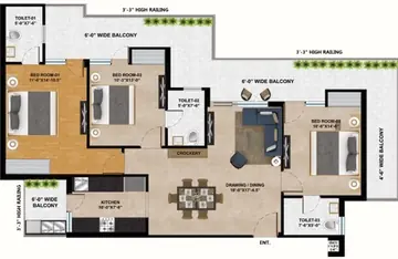 Project Image of 3 BHK Flat for Resale in DD Altura Apartments Zirakpur, Chandigarh - Image 50540