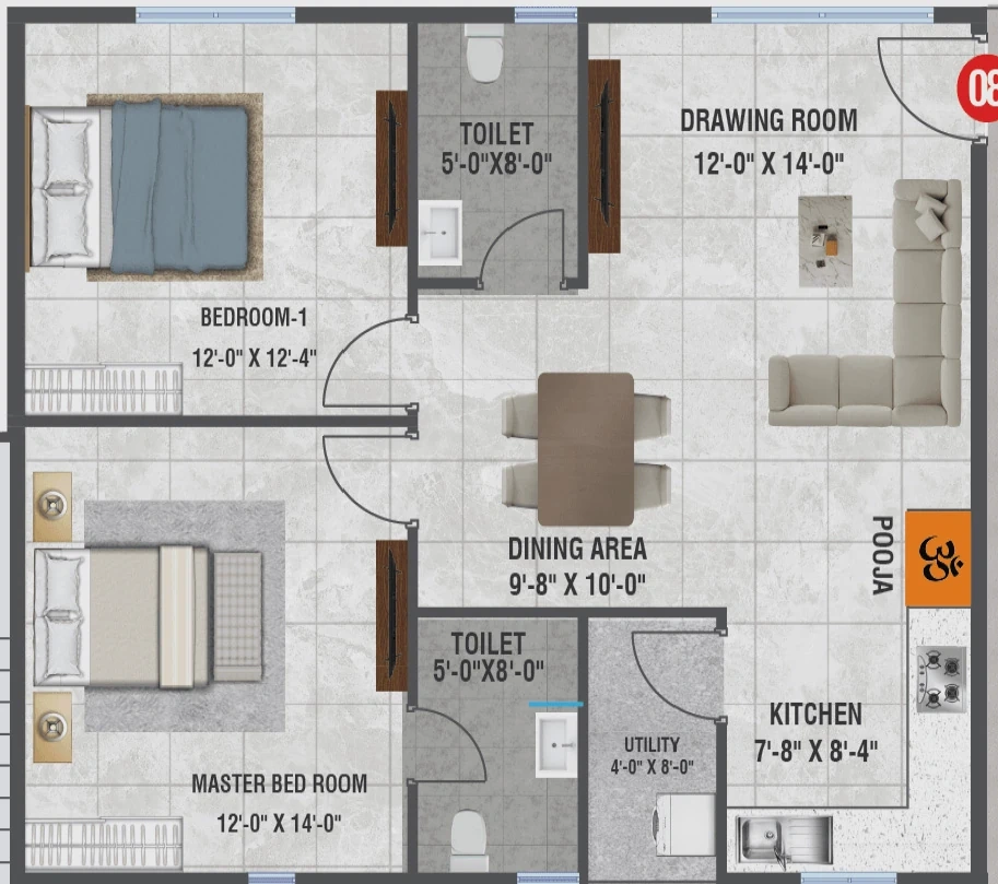 Project Image of 2 BHK Flat for Resale in Shri Amrutha Srinivasam, Bachupally - Image 51888