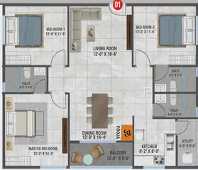 Project Image of 3 BHK Flat for Resale in Shri Amrutha Srinivasam Bachupally, Hyderabad - Image 51918