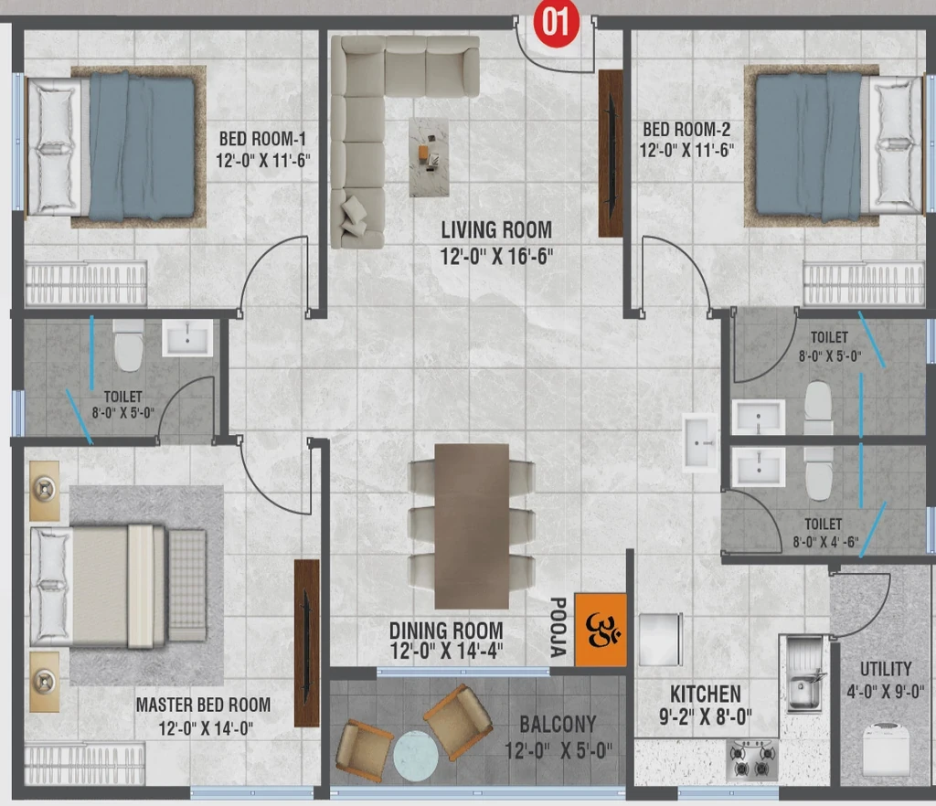 Project Image of 3 BHK Flat for Resale in Shri Amrutha Srinivasam, Bachupally - Image 51918