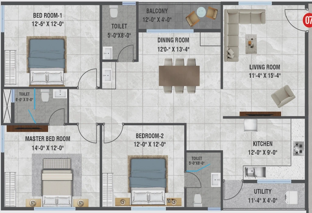 Project Image of 3 BHK Flat for Resale in Shri Amrutha Srinivasam, Bachupally - Image 51939