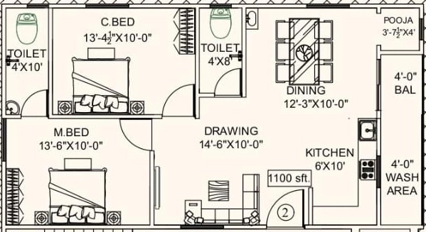 Project Image of 2 BHK Flat for Resale in Sai Nikhil Symphony, Hafeezpet - Image 52226