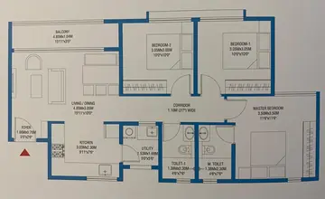 Floor Plan of 3 BHK Flat for Resale in Godrej Splendour Whitefield, Bangalore - Image 54368