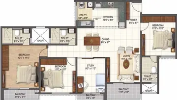 Floor Plan of 3 BHK Flat for Resale in Sumadhura Folium Phase 2 Whitefield, Bangalore - Image 54396