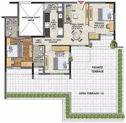 Floor Plan of 3 BHK Flat for Resale in Orchard Godrej Se7en Joka, Kolkata - Image 57408