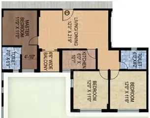 Floor Plan of 3 BHK Flat for Resale in Rishi Ecoview Rajarhat, Kolkata - Image 57329
