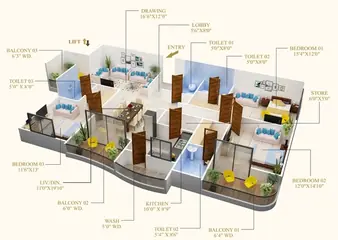 Project Image of 3 BHK Flat for Resale in JVD Devdarshan Bicholi Mardana, Indore - Image 59523