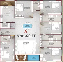 Floor Plan of 5 BHK Flat for Resale in Vesu, Surat - Image 68527