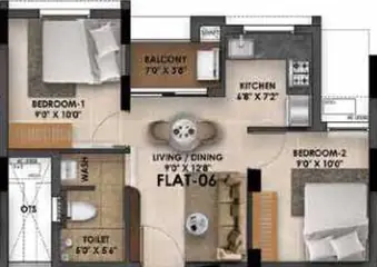Project Image of 2 BHK Flat for Resale in Radiance Flourish Thiruvottiyur, Chennai - Image 78725