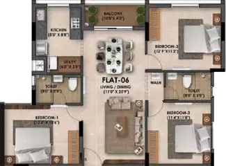 Project Image of 3 BHK Flat for Resale in Radiance Flourish Thiruvottiyur, Chennai - Image 78730