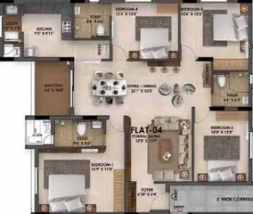 Project Image of 4 BHK Flat for Resale in Radiance Flourish Thiruvottiyur, Chennai - Image 78744