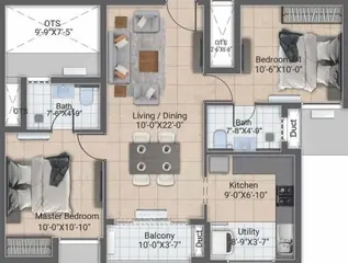 Project Image of 2 BHK Flat for Resale in DRA Harmony Navalur, Chennai - Image 79068