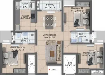 Project Image of 3 BHK Flat for Resale in DRA Harmony Navalur, Chennai - Image 79077