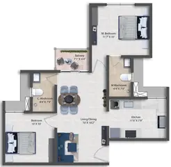 Project Image of 2 BHK Flat for Resale in Shriram Paradiso Poonamallee, Chennai - Image 79357