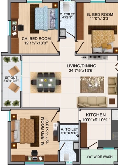 Project Image of 3 BHK Flat for Resale in Hallmark Silvanus, Manikonda - Image 101657