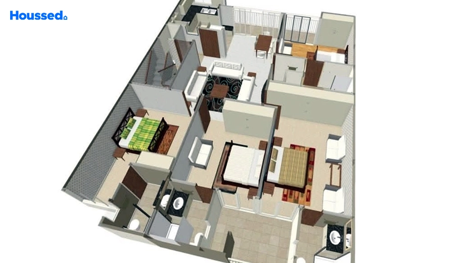 Project Image of 3 BHK Semi-Furnished Flat for Rent in MR Officer City 2, Raj Nagar Extension - Image 108018