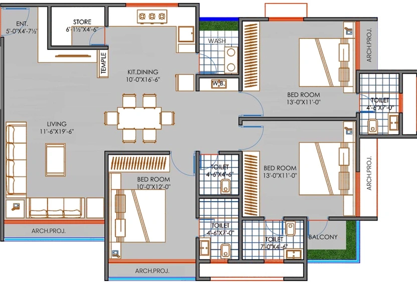 Project Image of 3 BHK Flat for Resale in DRB Peak Living, Bhimrad - Image 112698
