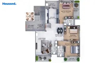 Floor Plan of 3 BHK Flat for Resale in Omkar Nagar, Nagpur - Image 1940