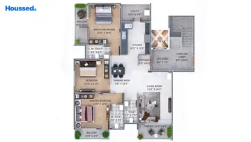 Floor Plan of 3 BHK Flat for Resale in Omkar Nagar, Nagpur - Image 1939