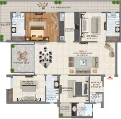 Floor Plan of 4 BHK Flat for Resale in SG Vista Raj Nagar Extension, Ghaziabad - Image 3891