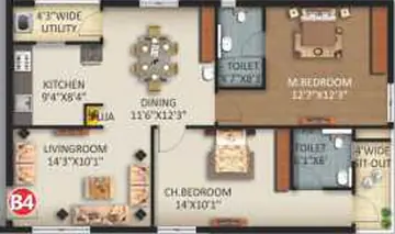 Sample Apartment of 2 BHK Flat for Resale in KSR Signature 4 Tellapur, Hyderabad - Image 5231