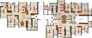 Floor Plan of 4 BHK Flat for Resale in SNN Raj Spiritua JP Nagar, Bangalore - Image 5068