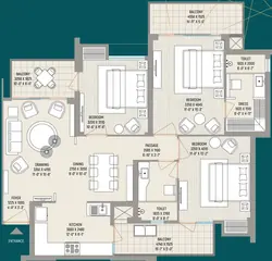 Floor Plan of 3 BHK Flat for Resale in Ivy County Sector 75, Noida - Image 5110