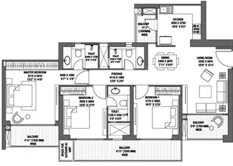 Floor Plan of 3 BHK Flat for Resale in Godrej Tropical Isle Sector 146, Noida - Image 5089
