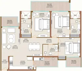 Floor Plan of 3 BHK Flat for Resale in Ivory County Sector 115, Noida - Image 5307