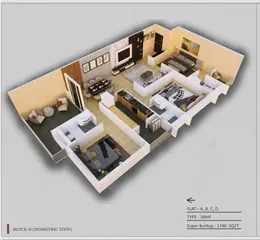 Floor Plan of 4 BHK Flat for Resale in Siddhartha Maison Argora, Ranchi - Image 5925