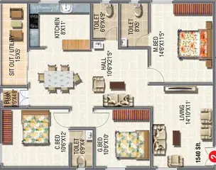 Sample Apartment of 3 BHK Flat for Resale in Jayabharathi Nivasa Kukatpally, Hyderabad - Image 7727