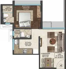 Sample Apartment of 1 BHK Flat for Resale in Crystal Paradise Residences Andheri East, Mumbai - Image 8008
