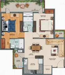 Floor Plan of 2 BHK Flat for Resale in Affinity Greens Zirakpur, Chandigarh - Image 9488