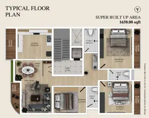 Floor Plan of 3 BHK Flat for Resale in Sanjay Sukhkarta Appartment Telecom Nagar, Nagpur - Image 10343