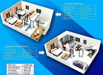 Floor Plan of 3 BHK House/Villa for Resale in Pahala, Bhubaneswar - Image 11075