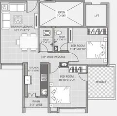 Sample Apartment of 2 BHK Flat for Resale in Om Shivam Shiv Elite Shankarpur, Nagpur - Image 13643