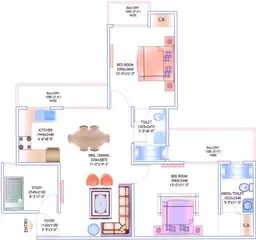 Sample Apartment of 2 BHK Flat for Rent in JM Orchid Sector 76, Noida - Image 15759